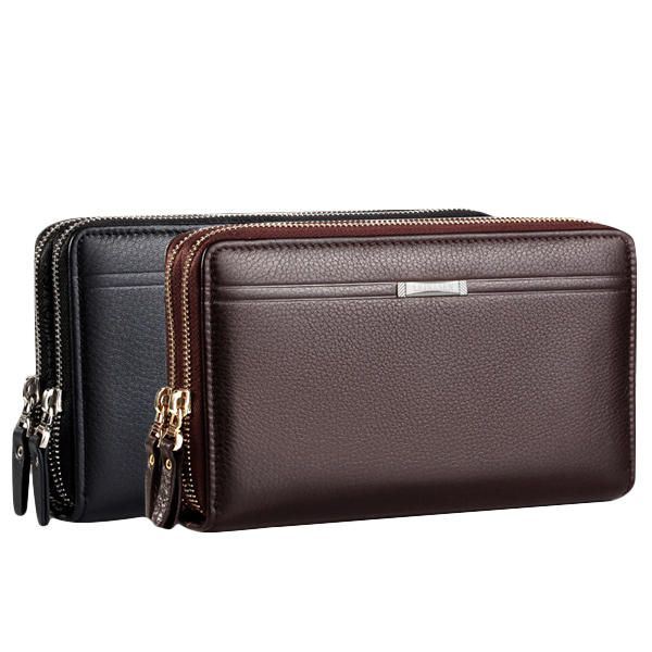 Miesten Clutch Wallet Vedenpitävä Business Long Vetoketjullinen Lompakon Puhelinteline