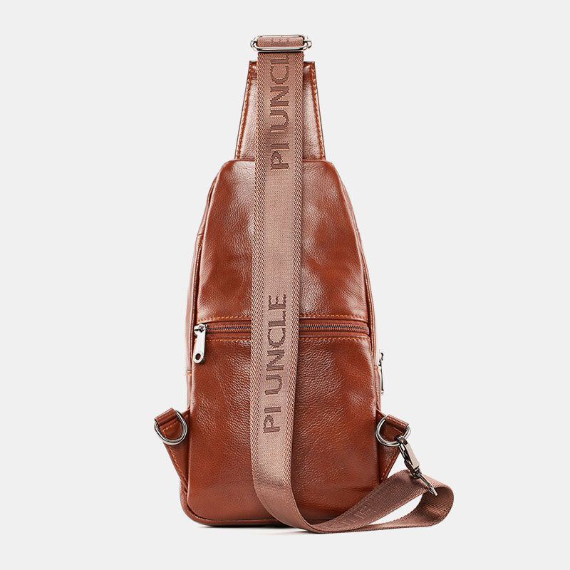 Miesten Ensimmäisen Kerroksen Lehmännahkainen Monitaskuinen Varkaudenesto Rintalaukku Vyötärölaukku Crossbody Olkalaukku