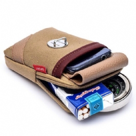 Miesten Kangas- Ja Nahkavyö Puhelinlaukku Vyötärölaukku Crossbody-laukku 5.5 Tuuman Puhelimille