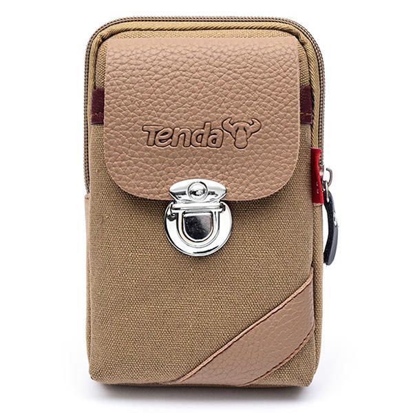 Miesten Kangas- Ja Nahkavyö Puhelinlaukku Vyötärölaukku Crossbody-laukku 5.5 Tuuman Puhelimille