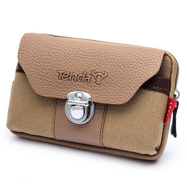 Miesten Kangas- Ja Nahkavyö Puhelinlaukku Vyötärölaukku Crossbody-laukku 5.5 Tuuman Puhelimille