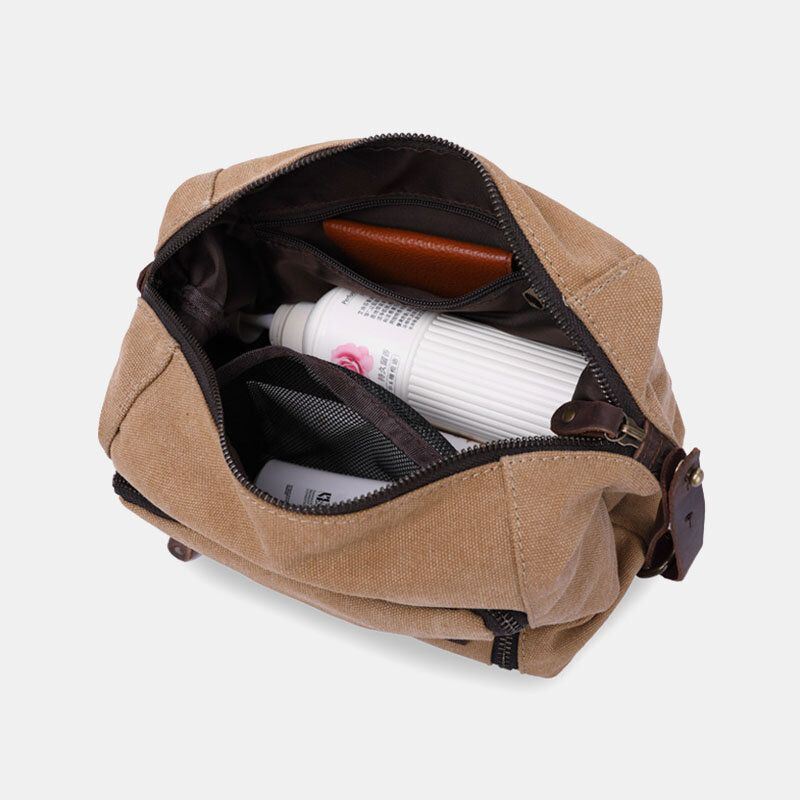 Miesten Kangas Suuri Kapasiteetti Vedenpitävä Kulutusta Kestävä Vintage Clutch Laukut Pesulaukut Kosmetiikkalaukku