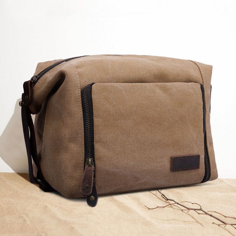 Miesten Kangas Suuri Kapasiteetti Vedenpitävä Kulutusta Kestävä Vintage Clutch Laukut Pesulaukut Kosmetiikkalaukku