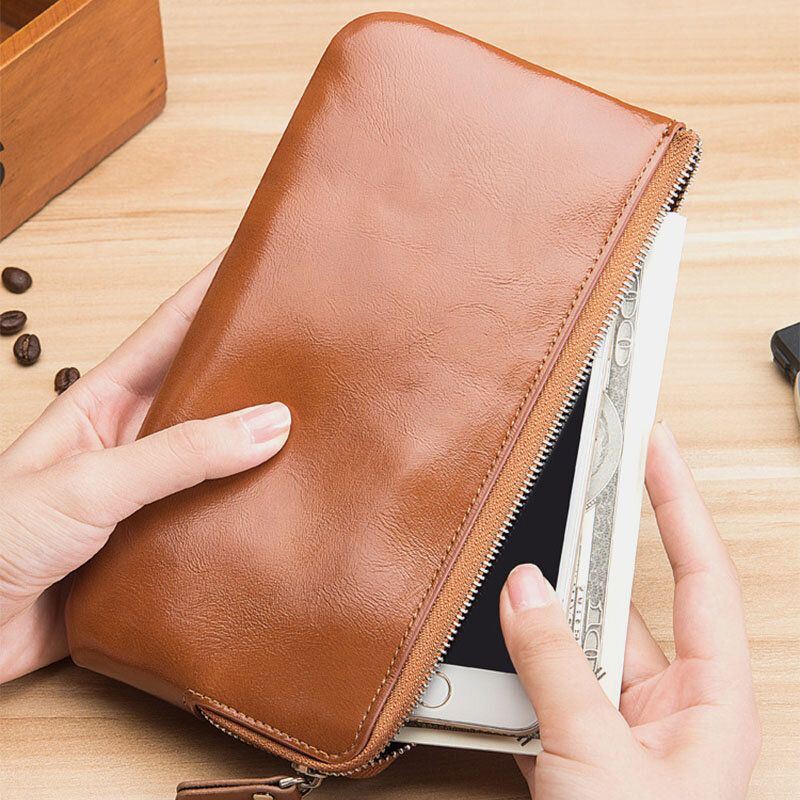 Miesten Muoti Pitkä Vetoketjullinen Lompakko Kytkimet Laukku Puhelinlaukku Business Bag