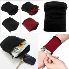 Miesten Rannelompakko Pussi Band Fleece Vetoketju Juoksu Matka Kuntosali Pyöräily Turvallinen Urheilu Rannelompakko