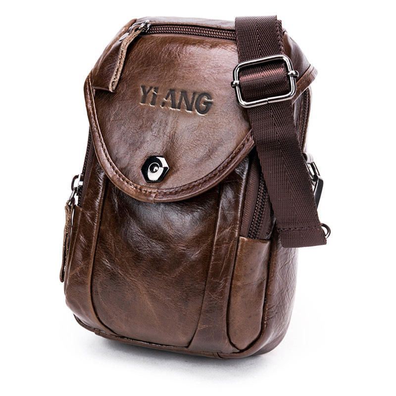 Monitoiminen Pieni Muodikas Vyölaukku Miesten Nahkainen Vyöpuhelinlaukku Yksi Olkalaukku Crossbody Laukku