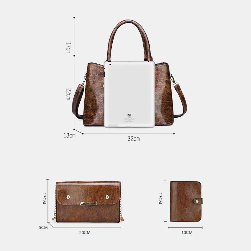 3 Kpl Naisten Rento Suuri Kapasiteetti Vintage Monitoimikäsilaukku Crossbody Laukku