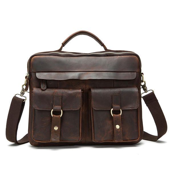 Aitoa Nahkaa Sling Salkku Vintage Käsilaukku Kaksikäyttöinen Messenger Bag Miehille