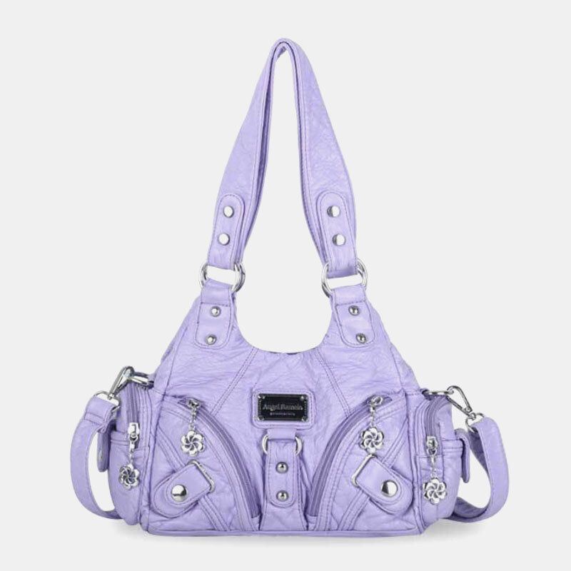 Angel Kiss Naisten Pu Nahka Vintage Monitaskuinen Cabriolet Varkaudenesto Crossbody Laukku Olkalaukku Käsilaukku