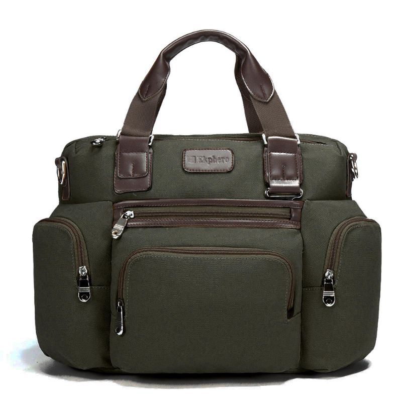 Miesten Canvas Business Casual -matkalaukku Kannettavan Tietokoneen Laukku