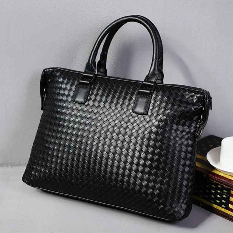 Miesten Keinonahkainen Monikantainen 14 Tuuman Kannettava Laukku Salkku Business Käsilaukku Crossbody Laukku
