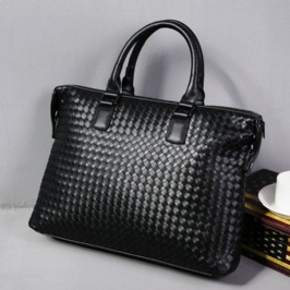 Miesten Keinonahkainen Monikantainen 14 Tuuman Kannettava Laukku Salkku Business Käsilaukku Crossbody Laukku