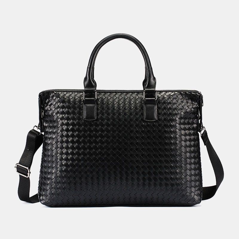 Miesten Keinonahkainen Monikantainen 14 Tuuman Kannettava Laukku Salkku Business Käsilaukku Crossbody Laukku
