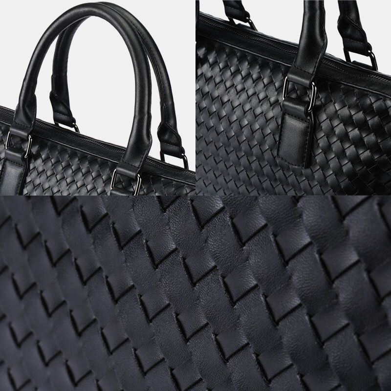 Miesten Keinonahkainen Monikantainen 14 Tuuman Kannettava Laukku Salkku Business Käsilaukku Crossbody Laukku
