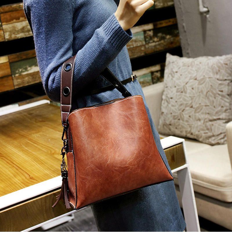 Miesten Naisten Vintage Keinonahkainen Crossbody Laukku Olkalaukut Bucket Bag Crossbody Bag