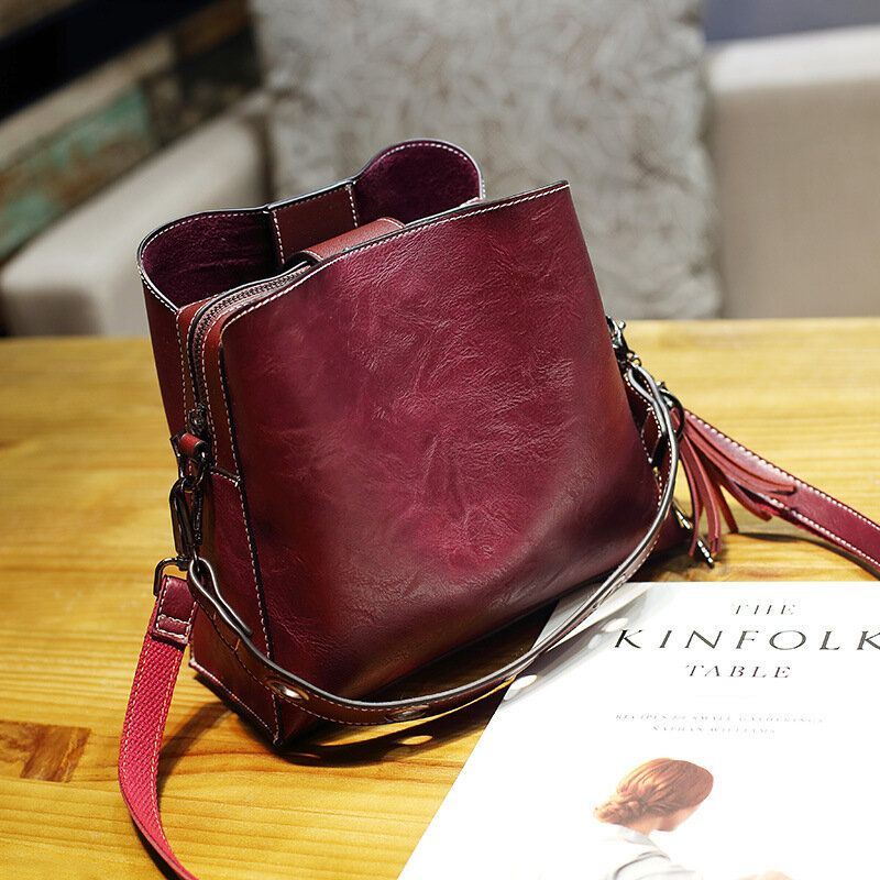 Miesten Naisten Vintage Keinonahkainen Crossbody Laukku Olkalaukut Bucket Bag Crossbody Bag