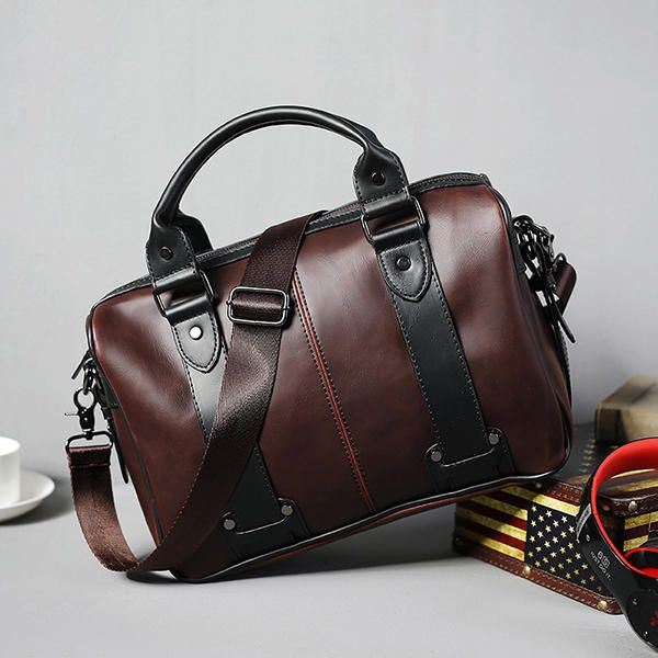 Miesten Retro Pu -nahkainen Käsilaukku Business Crossbody -laukku
