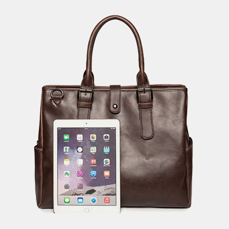 Miesten Suuri Kapasiteetti Vedenpitävä Salkku Käsilaukku Retro 14 Tuuman Kannettavan Tietokoneen Laukku Crossbody Laukku Olkalaukku