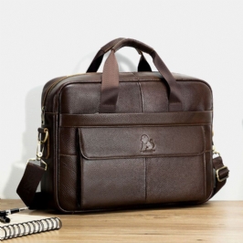 Miesten Vintage Kulumista Kestävä Salkku Kannettavan Tietokoneen Laukku Aitoa Nahkaa Suuri Tilavuus Crossbody Laukku Käsilaukku