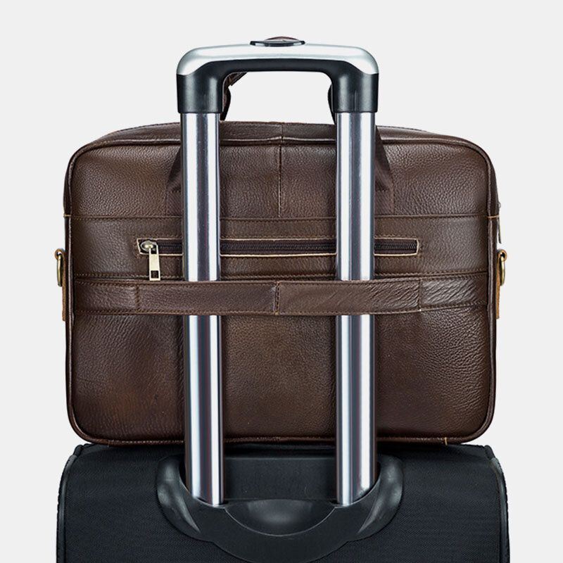 Miesten Vintage Kulumista Kestävä Salkku Kannettavan Tietokoneen Laukku Aitoa Nahkaa Suuri Tilavuus Crossbody Laukku Käsilaukku