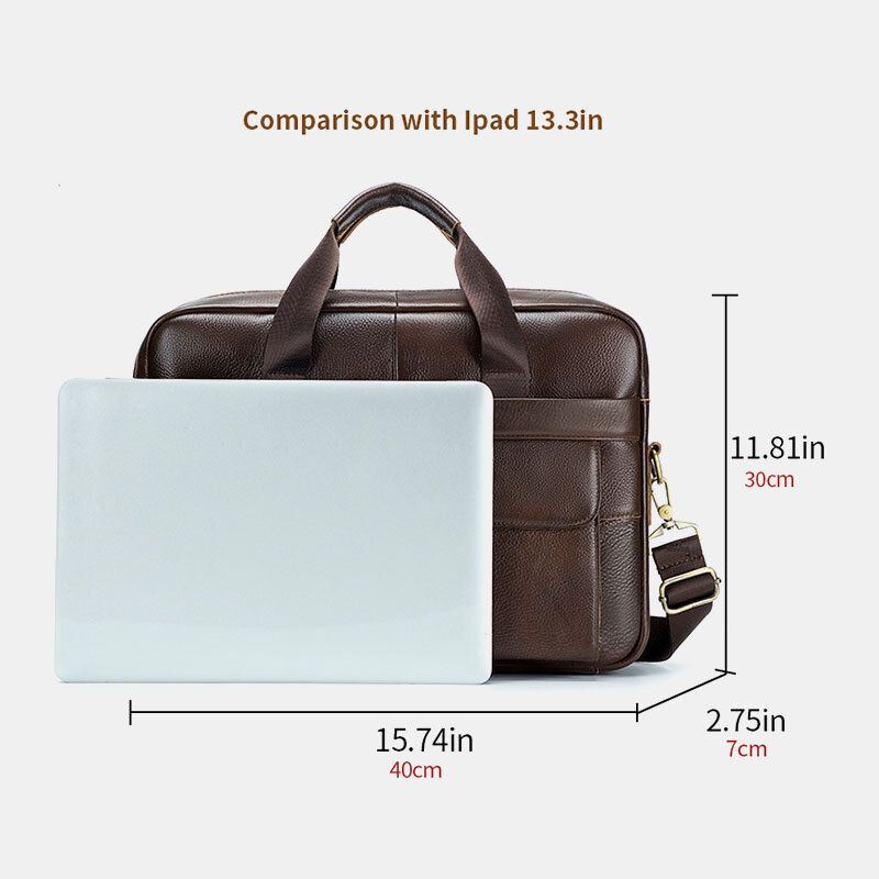 Miesten Vintage Kulumista Kestävä Salkku Kannettavan Tietokoneen Laukku Aitoa Nahkaa Suuri Tilavuus Crossbody Laukku Käsilaukku