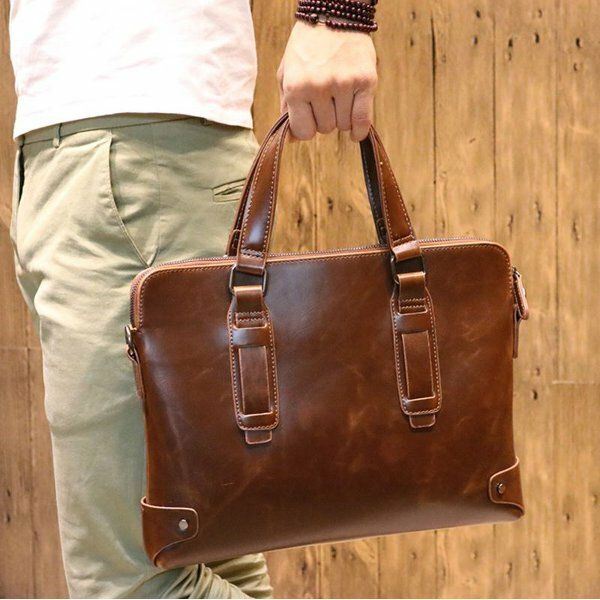 Miesten Vintage Pu-nahkainen Yrityskäsilaukku Crossbody Olkalaukku