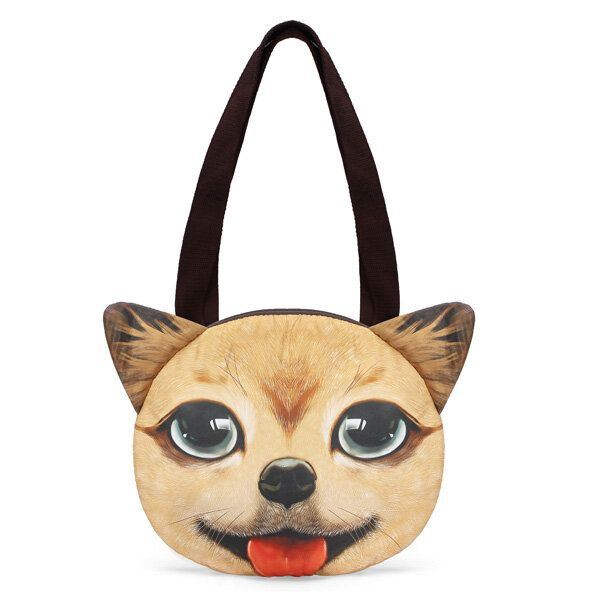 Naiset 3d Koira Kissa Pussy Naama Kukkaro Söpö Ostoskassi Olkalaukku