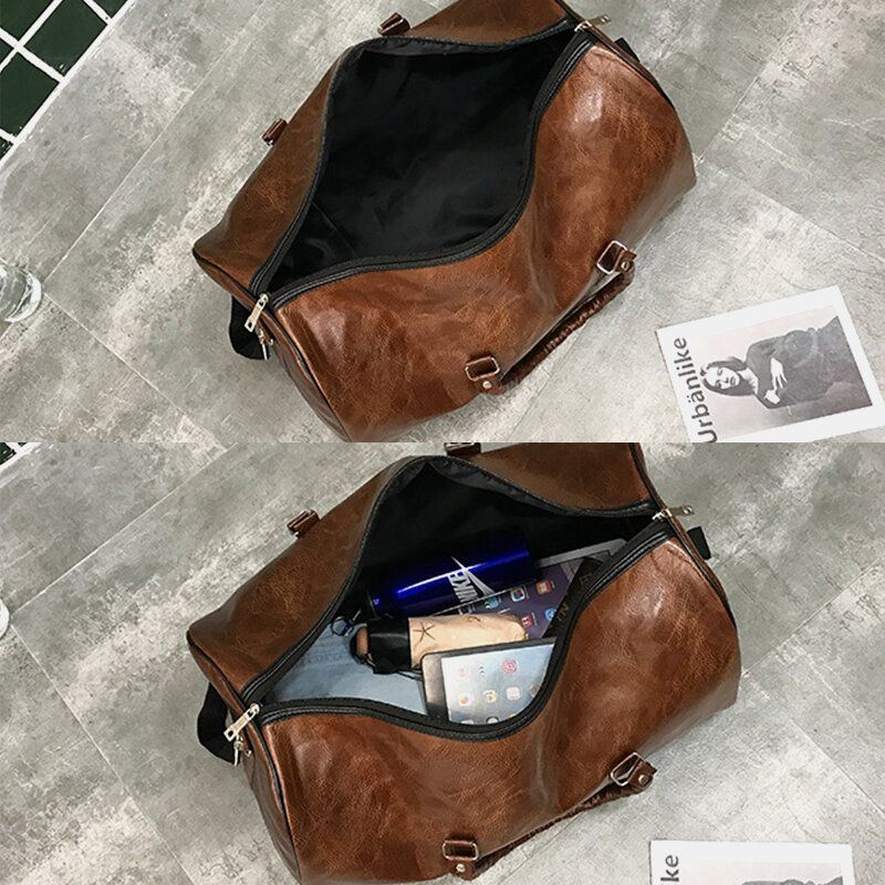 Naiset Ja Miehet Nahkainen Retro Suuren Kapasiteetin Käsilaukku Business Matkalaukku Laukku Olkalaukku Crossbody Bag