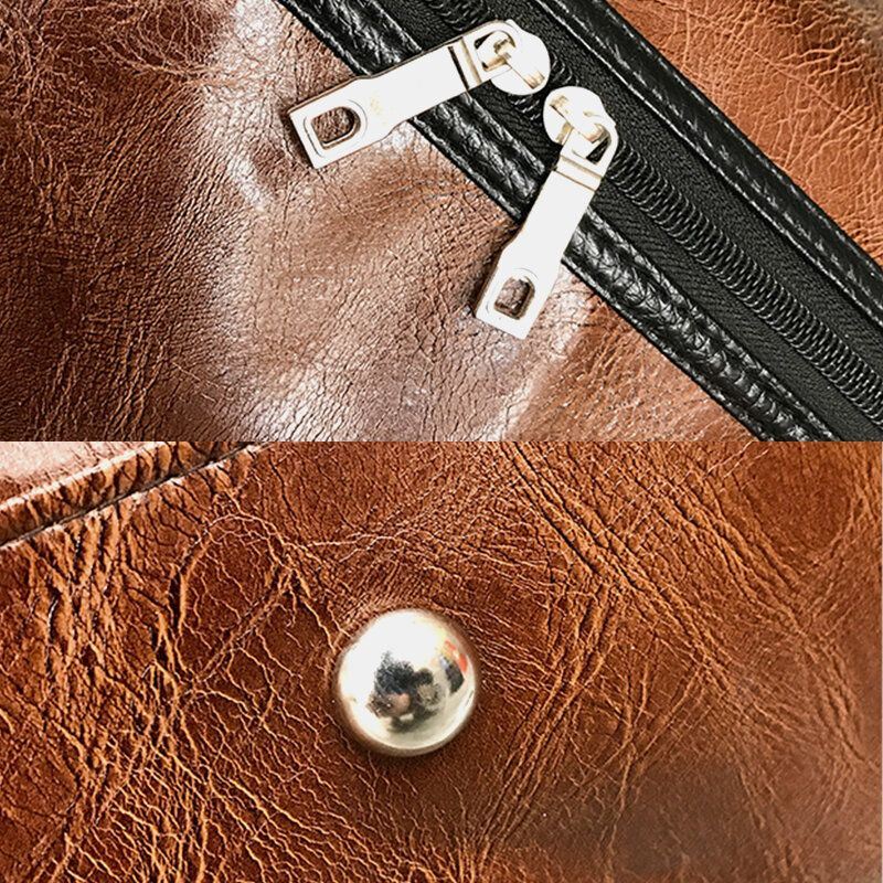 Naiset Ja Miehet Nahkainen Retro Suuren Kapasiteetin Käsilaukku Business Matkalaukku Laukku Olkalaukku Crossbody Bag