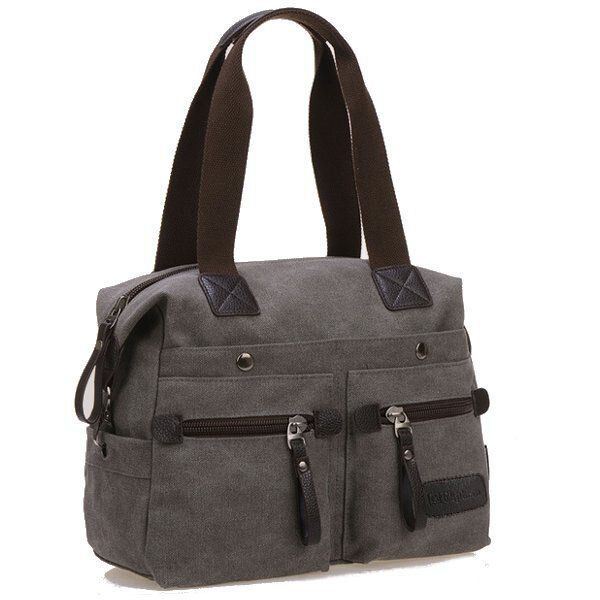 Naiset Miehet Canvas Multi Pocket Käsilaukut Rento Tyyny Olkalaukut Crossbody
