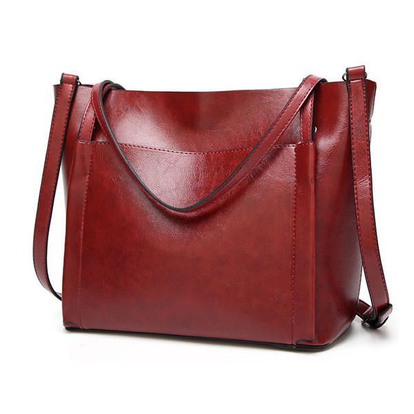 Naiset Öljy Nahka Käsilaukut Vintage Olkalaukut Kapasiteetti Crossbody Laukut