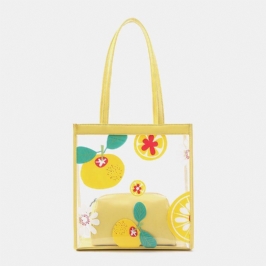 Naisten 2kpl Vedenpitävä Läpinäkyvä Printti Fruit Pvc Multi-carry Käsilaukku