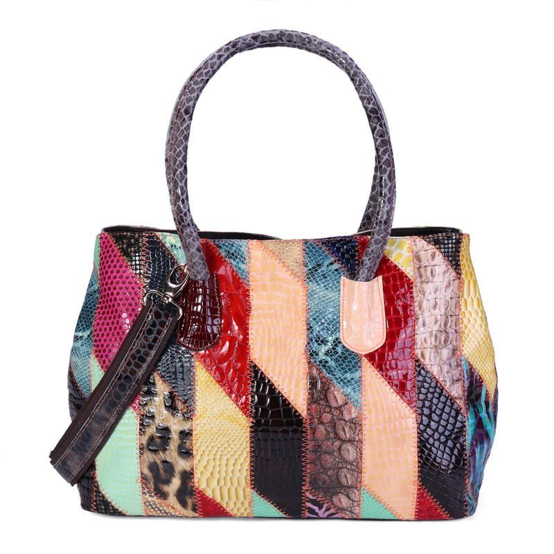 Naisten Aitoa Nahkaa Oleva Patchwork Käsilaukku