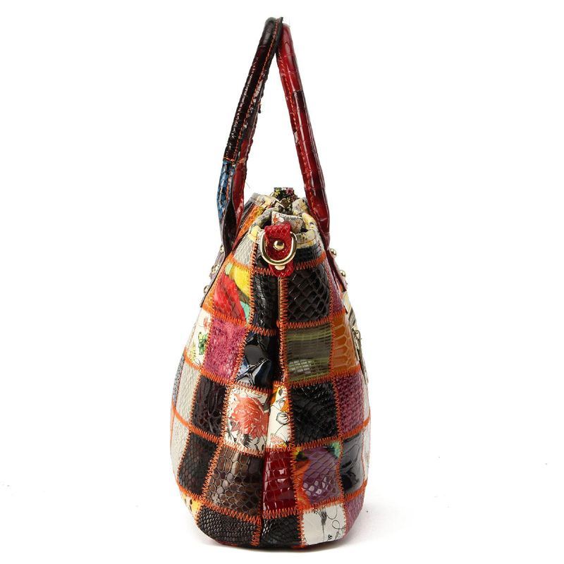 Naisten Aitoa Nahkaa Oleva Vintage-kangaskäsilaukku Suuri Tilavuus Ommeltava Crossbody-laukku