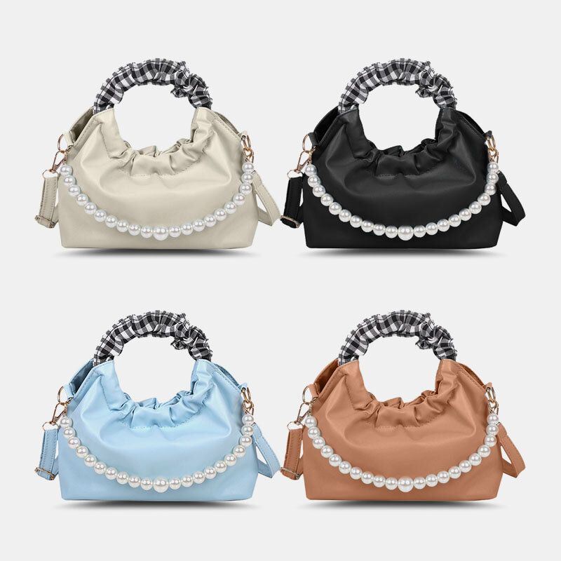 Naisten Helmiä Ketju Laskostettu Tasku Design Käsilaukku Irrotettava Olkahihna Kainalolaukku Olkalaukku Crossbody Laukku