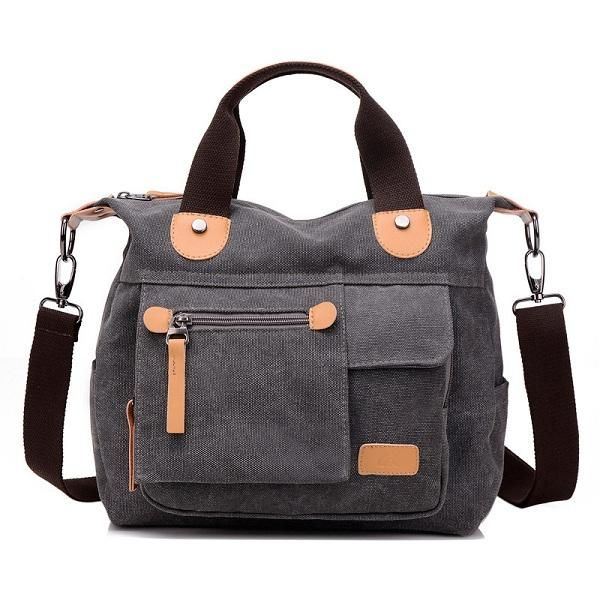 Naisten Kangas Rento Suuri Kapasiteetti Toiminnallinen Monitaskuinen Käsilaukku Olkalaukku Crossbody Bag