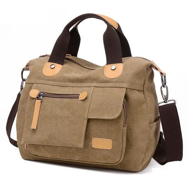 Naisten Kangas Rento Suuri Kapasiteetti Toiminnallinen Monitaskuinen Käsilaukku Olkalaukku Crossbody Bag