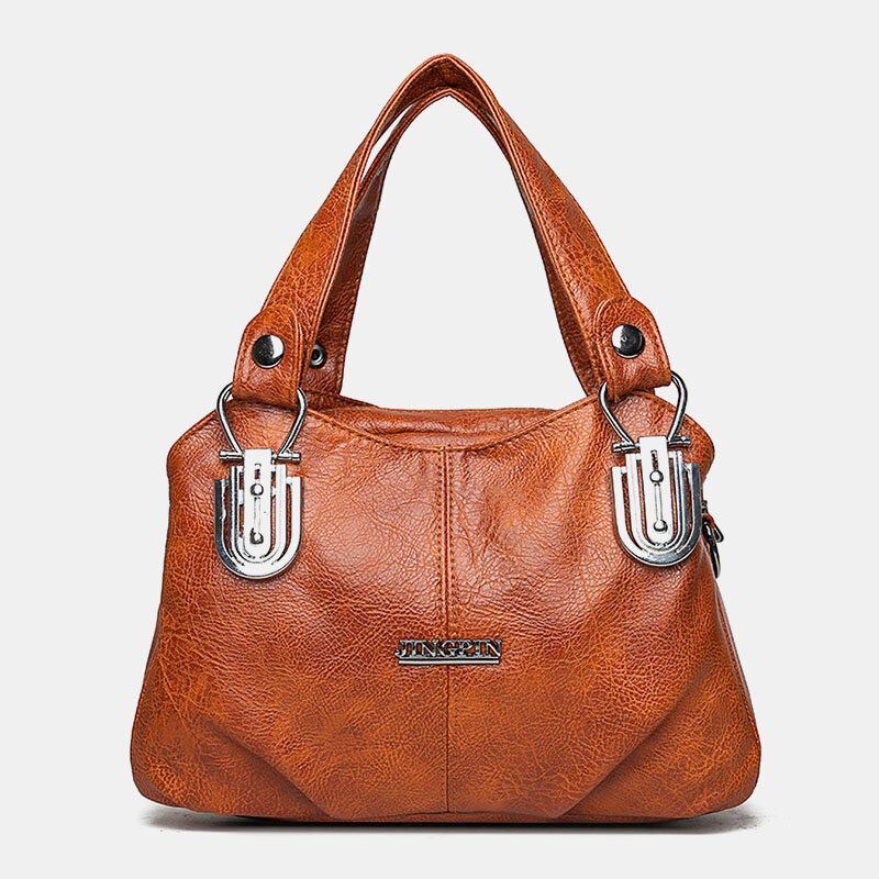 Naisten Keinonahka Retro-business Ostokset Kaikki Ottelut Suuri Tilavuus Multi-carry Käsilaukku Kangas Crossbody Bag