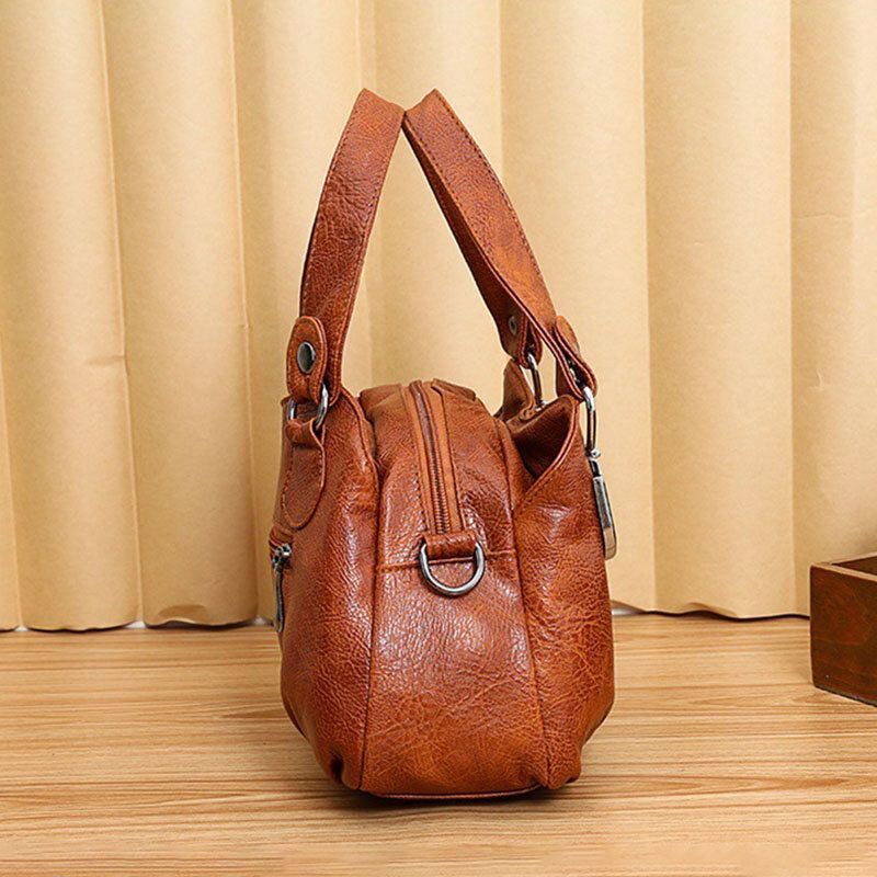 Naisten Keinonahka Retro-business Ostokset Kaikki Ottelut Suuri Tilavuus Multi-carry Käsilaukku Kangas Crossbody Bag