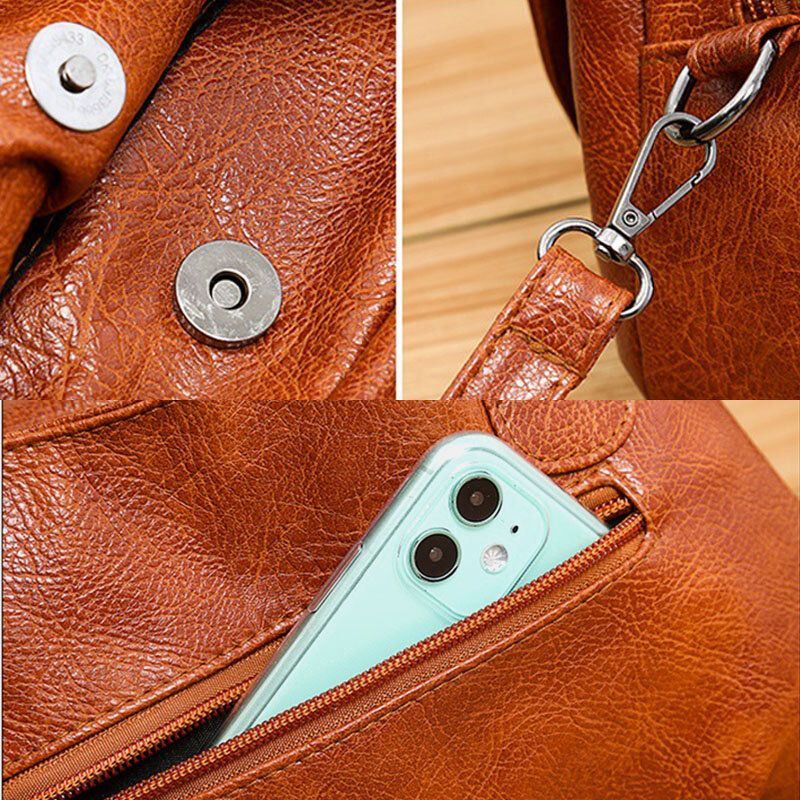 Naisten Keinonahka Retro-business Ostokset Kaikki Ottelut Suuri Tilavuus Multi-carry Käsilaukku Kangas Crossbody Bag