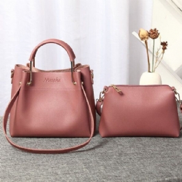 Naisten Keinonahkainen Kaksiosainen Setti Bucket Bag -käsilaukku
