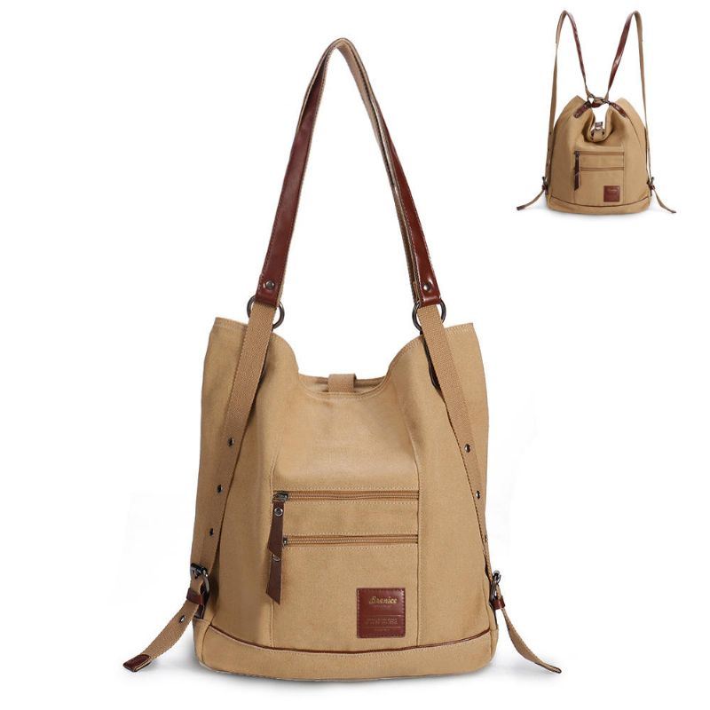 Naisten Multi-carry Casual Canvas Käsilaukku Olkalaukku Laukku Reppu