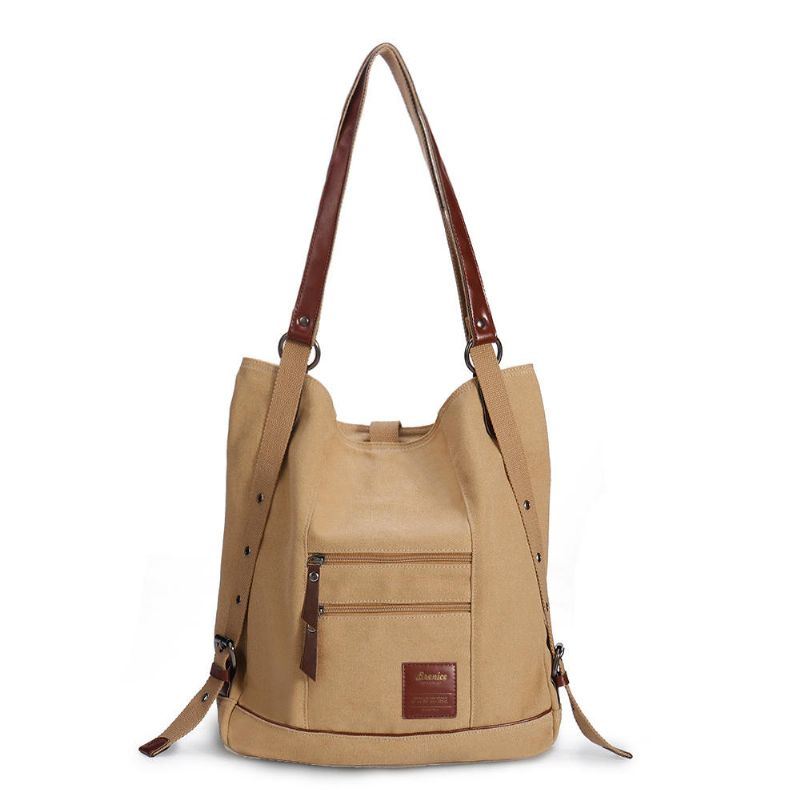 Naisten Multi-carry Casual Canvas Käsilaukku Olkalaukku Laukku Reppu