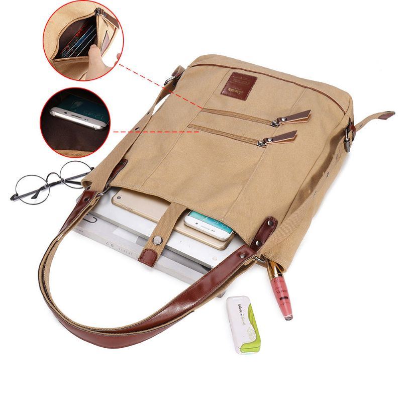 Naisten Multi-carry Casual Canvas Käsilaukku Olkalaukku Laukku Reppu