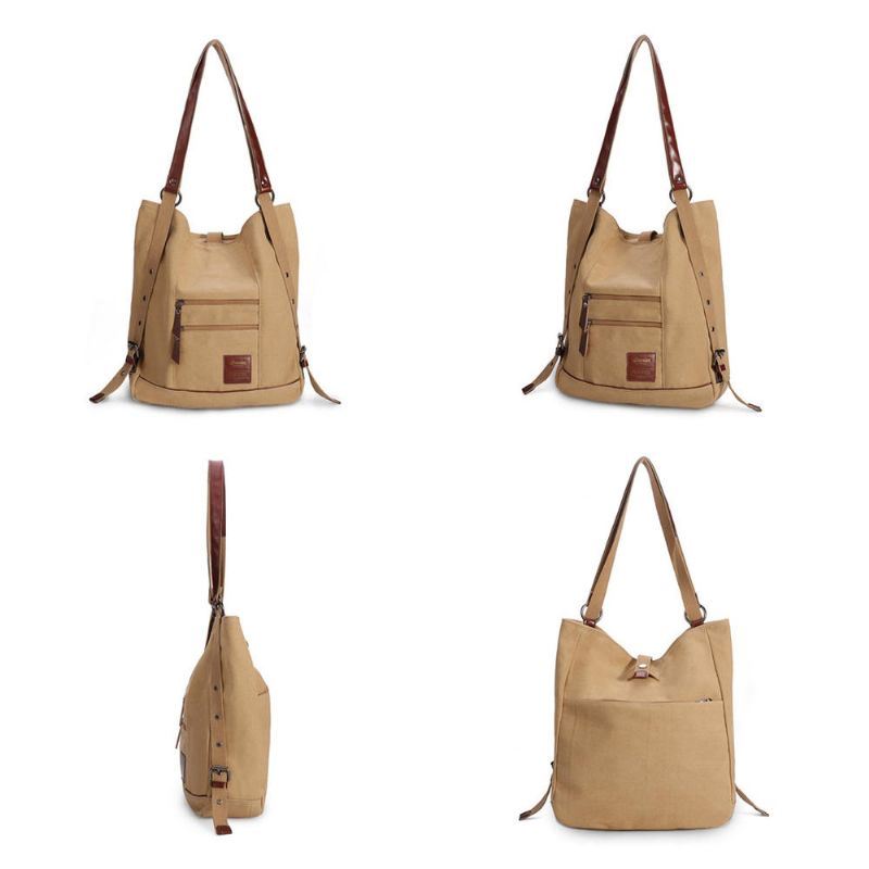 Naisten Multi-carry Casual Canvas Käsilaukku Olkalaukku Laukku Reppu