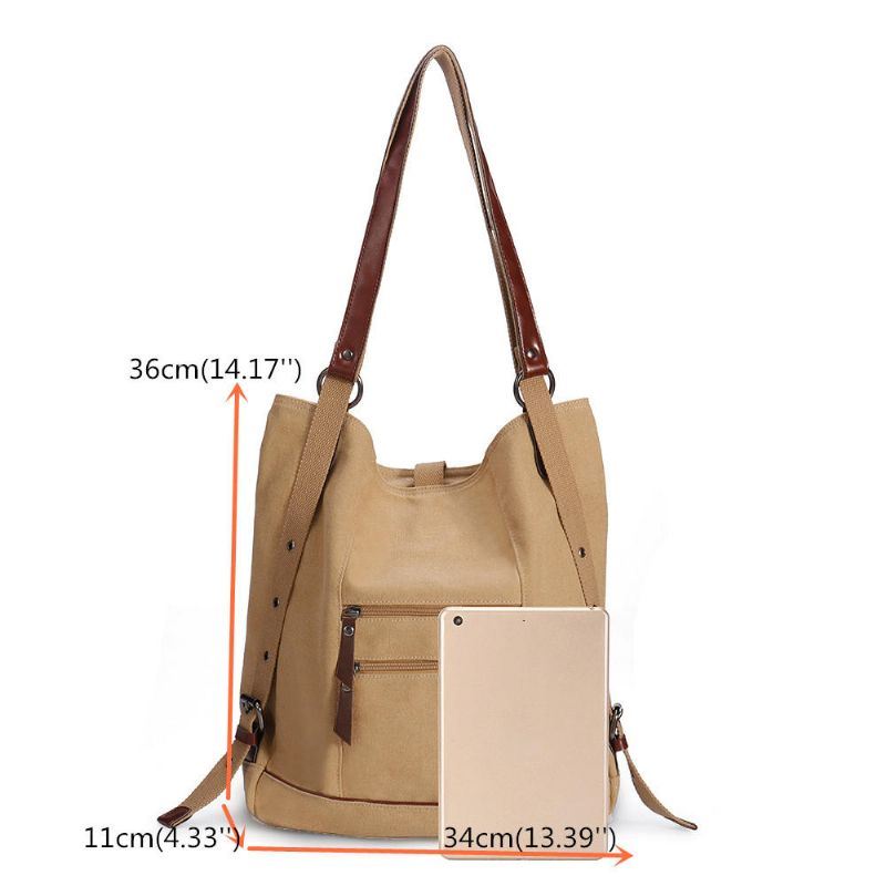 Naisten Multi-carry Casual Canvas Käsilaukku Olkalaukku Laukku Reppu