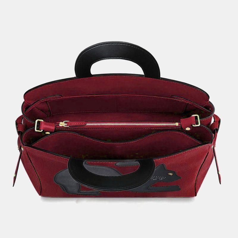 Naisten Muoti Kauneus Keinonahka Suuri Tilavuus Käsilaukku Crossbody Laukku Olkalaukku Kissan Laukku