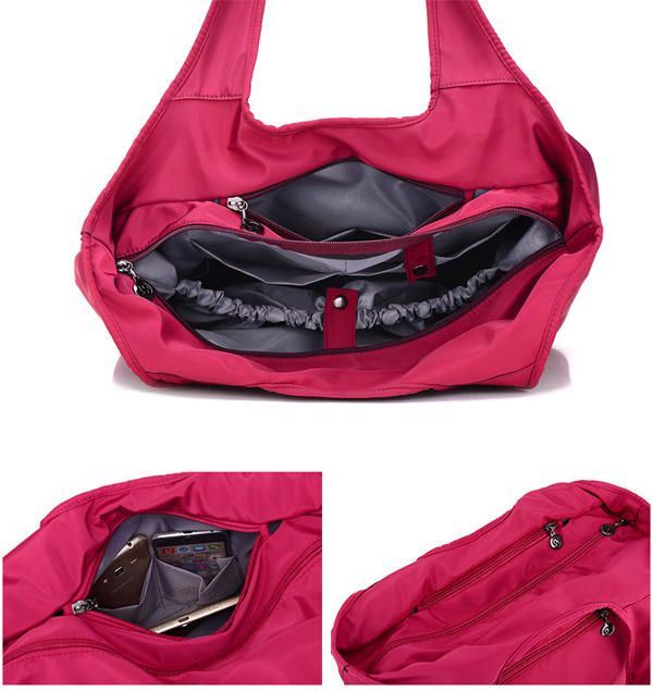 Naisten Nailoninen Käsilaukku Solid Tote Bag Multi Pocket -ostoskassi