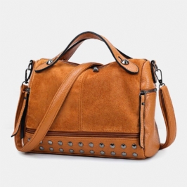 Naisten Niitti Vintage Pu-nahkainen Monitoimilaukku Crossbody Laukku Olkalaukku Käsilaukku