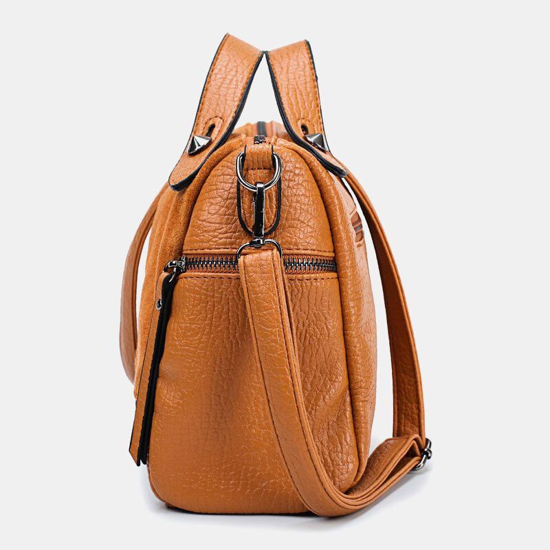 Naisten Niitti Vintage Pu-nahkainen Monitoimilaukku Crossbody Laukku Olkalaukku Käsilaukku